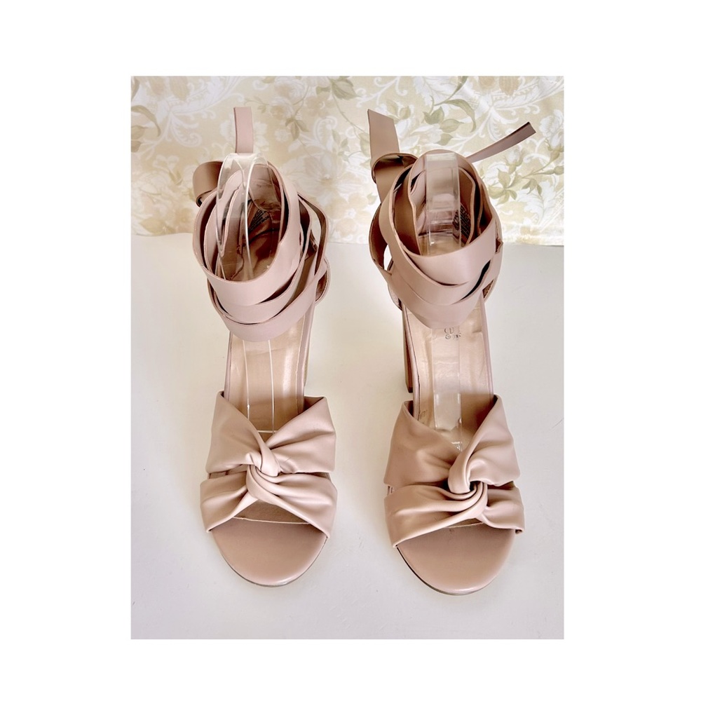 SHOE DAZZLED STRAPS OPEN TOE THICK HEELS